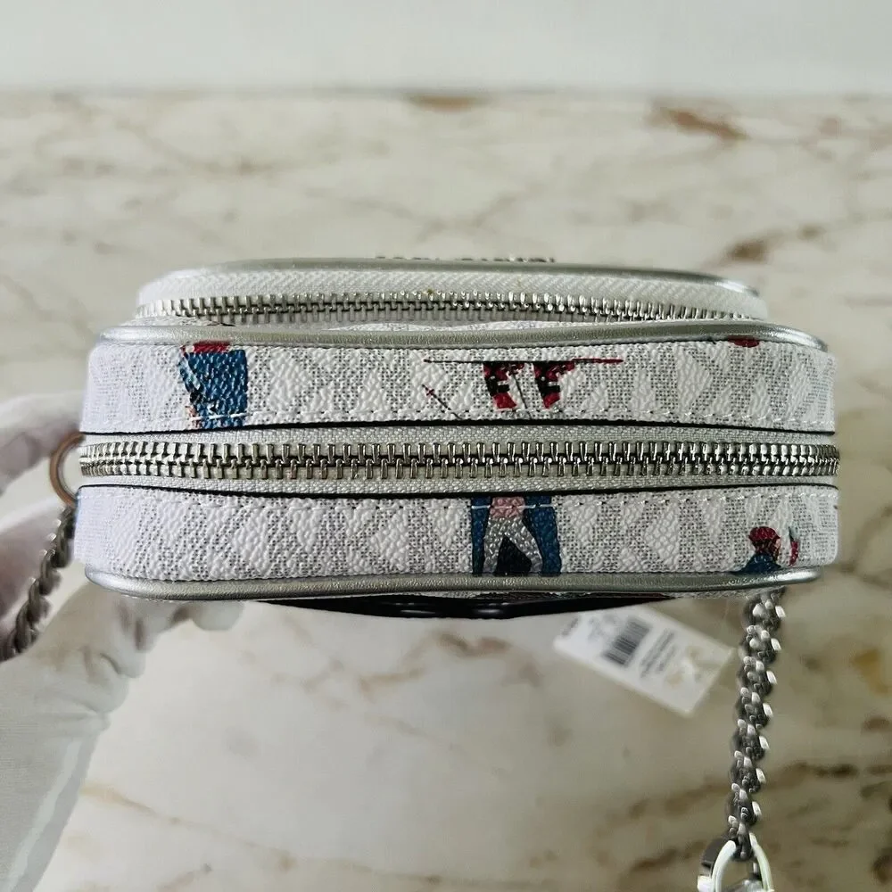 MICHAEL KORS Jet Set Girl Bright White Multi Leather Chain Crossbody Camera Bag